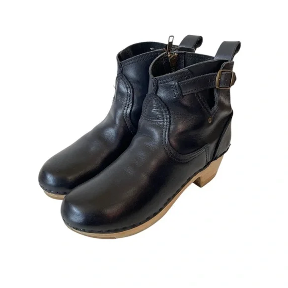 No. 6 black leather clog ankle boots - Picture 7 of 14